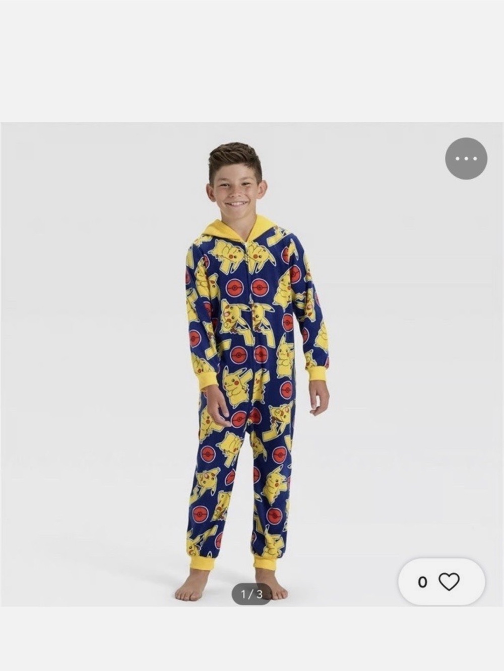 Pikachu Blue & Yellow Kids One-Piece Hooded Pajamas